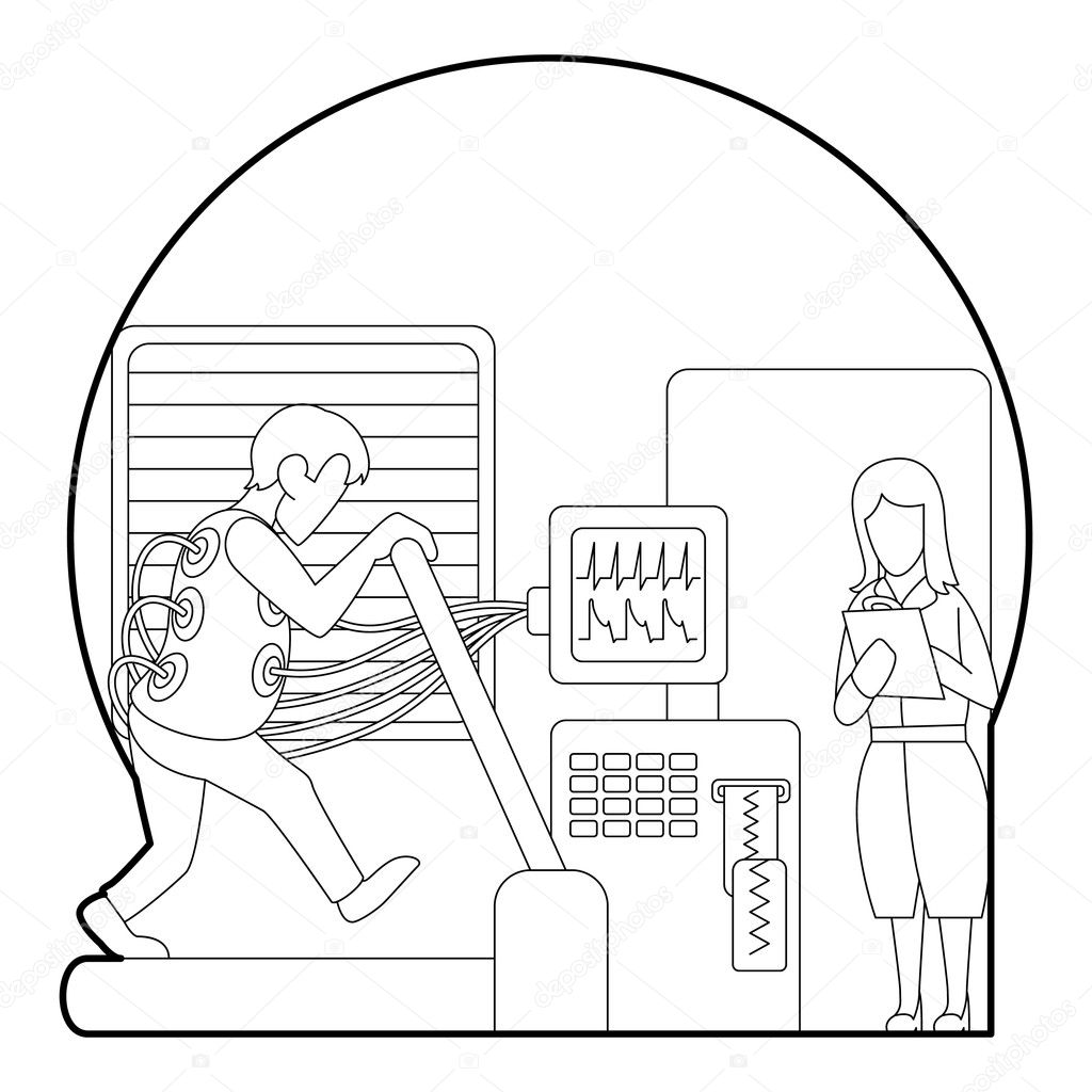 Medical testing person on treadmill concept