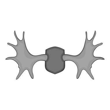 Geyik boynuzu simge, gri tek renkli stil