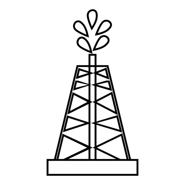 Perforación del icono del pozo de petróleo, estilo de contorno — Vector de stock