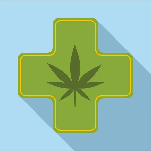 Icône marijuana médicale, style plat — Image vectorielle