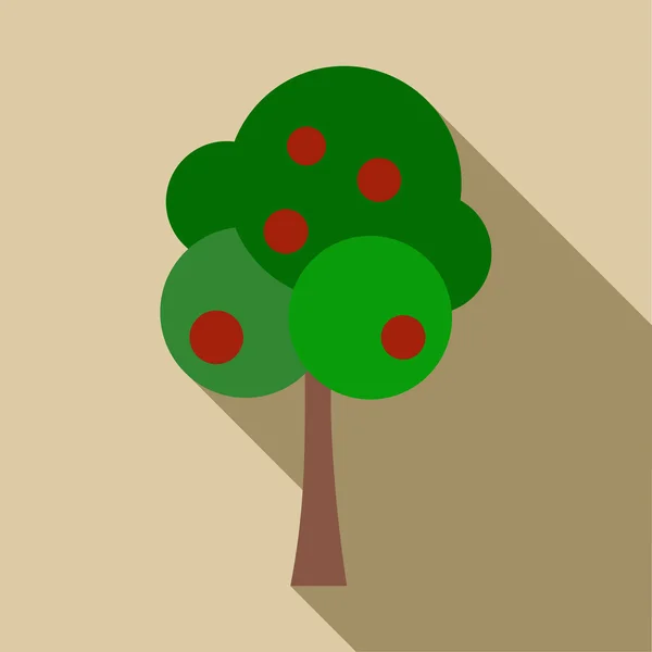 Strom s ovocem ikonou, plochý — Stockový vektor