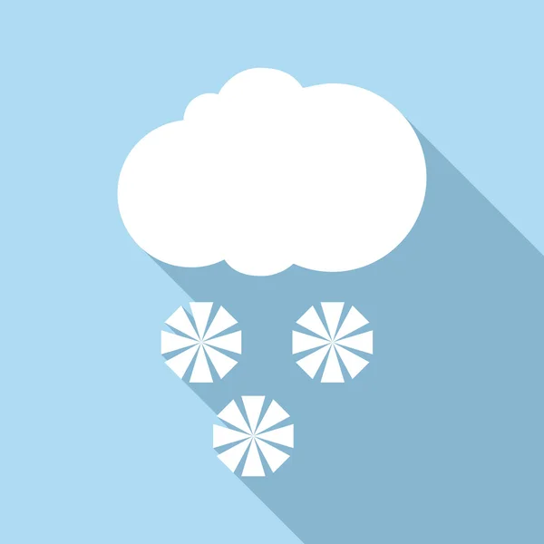 Snow with cloud icon, flat style — Stock Vector