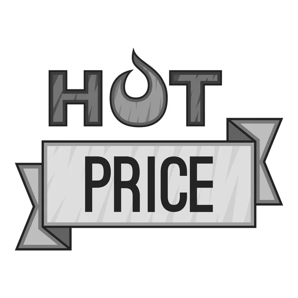Значок гарячої ціни етикетки, сірий монохромний стиль — стоковий вектор