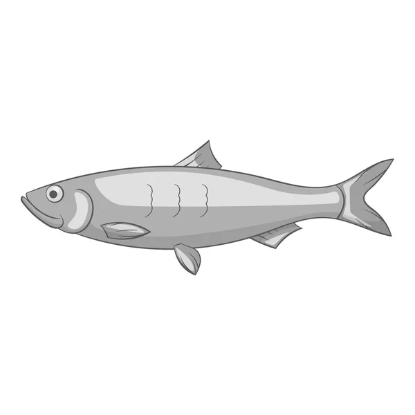 魚アイコン、灰色のモノクロ スタイル — ストックベクタ