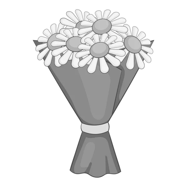 Boeket van bloemen, grijs monochroom pictogramstijl — Stockvector