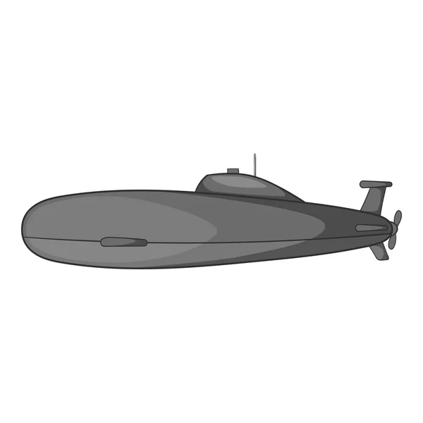 Ícone submarino, estilo monocromático cinza — Vetor de Stock