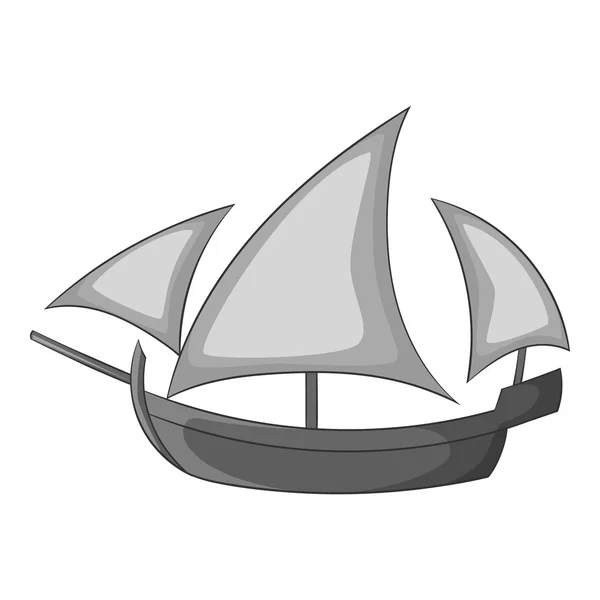 Drie zeilen houten schip pictogram — Stockvector