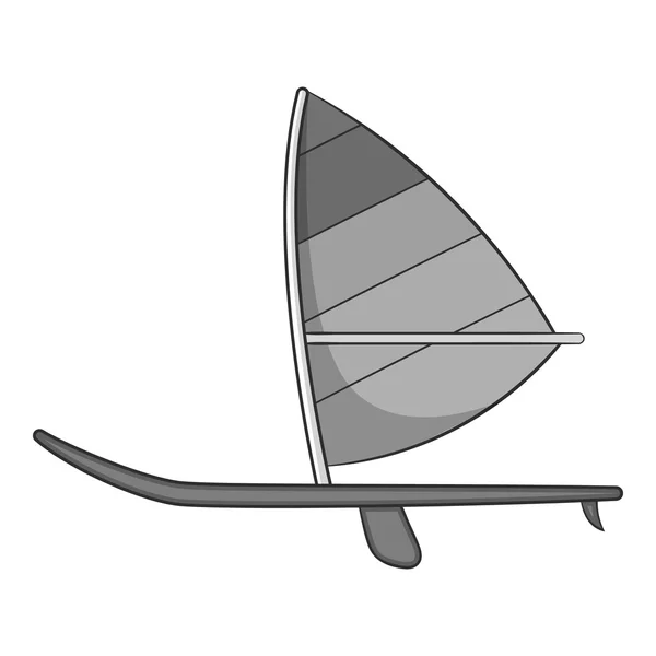 Barco deportivo con icono de vela, gris estilo monocromo — Archivo Imágenes Vectoriales