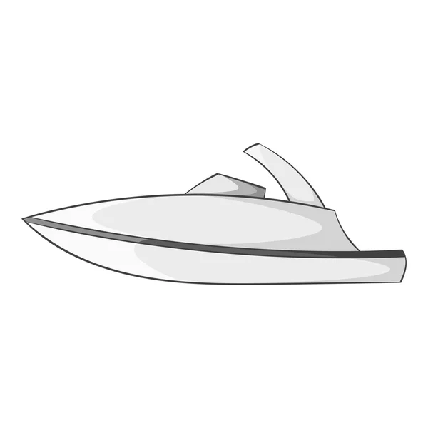 Liten motorbåt ikon, grå svartvit stil — Stock vektor
