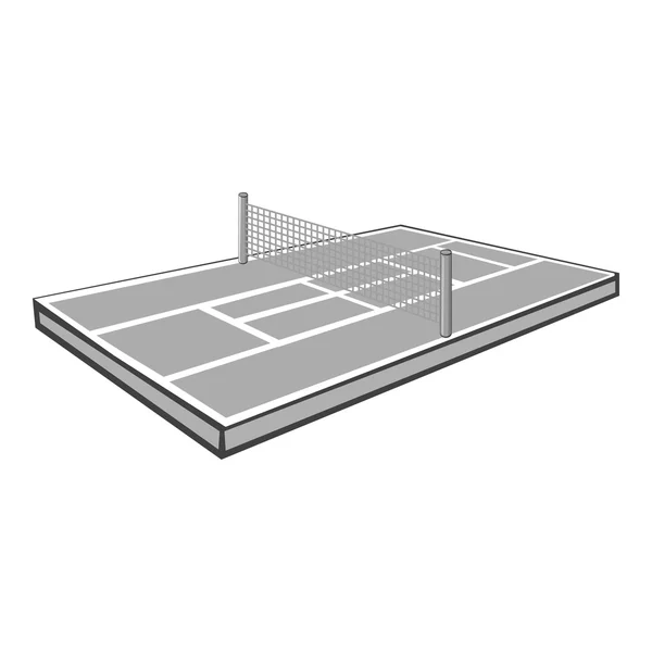 Icône court de tennis, style monochrome gris — Image vectorielle