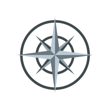 Antik pusula simgesini, düz stil