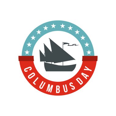 Kolomb Günü rozet simge, düz stil