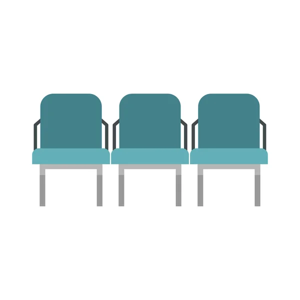 Blue airport seats icon, flat style — Διανυσματικό Αρχείο