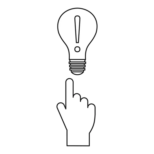 Ett finger pekaren och glödlampa ikon ikon — Stock vektor
