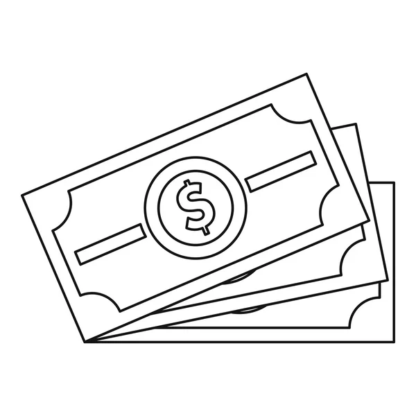 Dollar biljetten pictogram, Kaderstijl — Stockvector