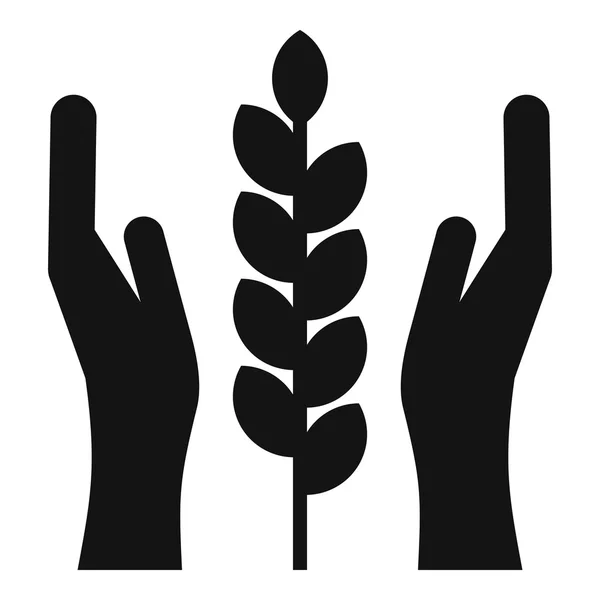 Hands and ear of wheat icon, simple style — Διανυσματικό Αρχείο