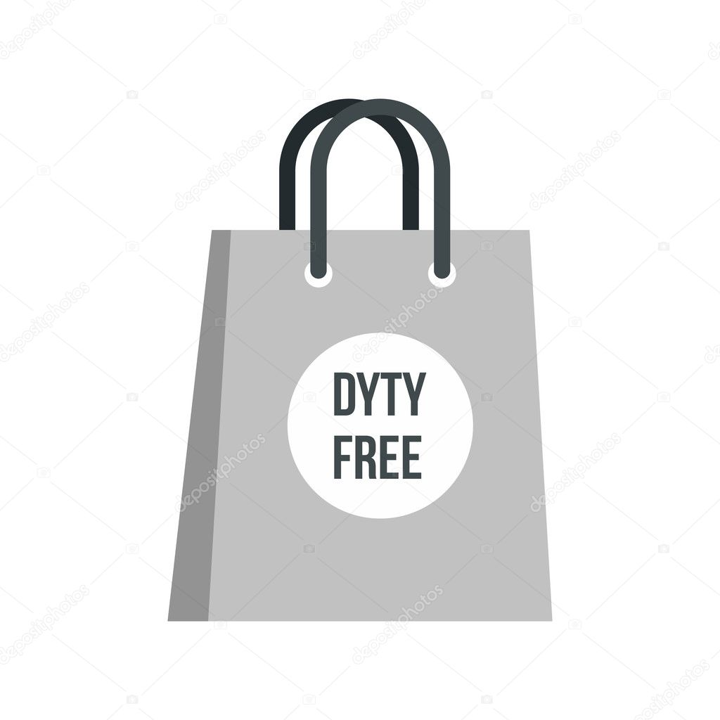 Duty free bag icon, flat style