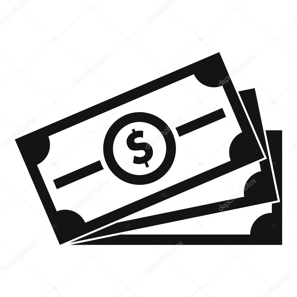 Stack of dollar bills icon, simple style