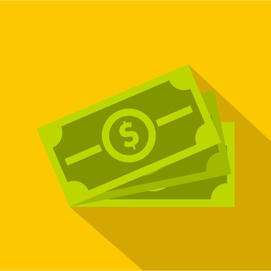 Dolar faturaları simgesi, düz stil yığını
