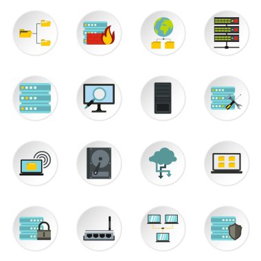 Veritabanı Icons set, düz stil