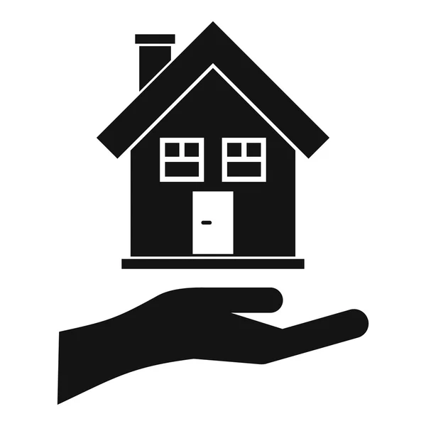 Hand holding house icon, simple style — Stock Vector