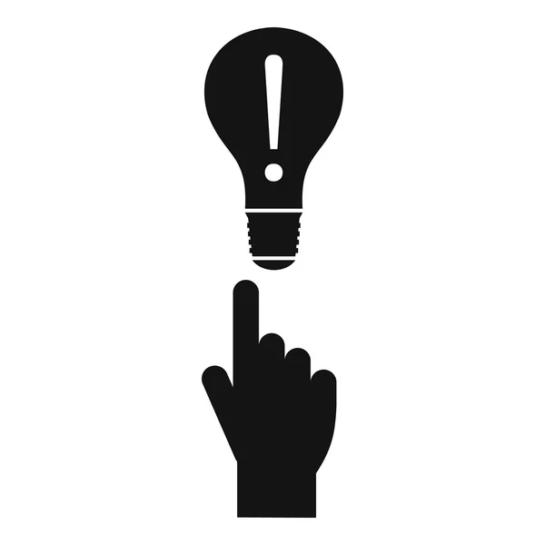 A finger pointer and light bulb icon, simple style — Διανυσματικό Αρχείο