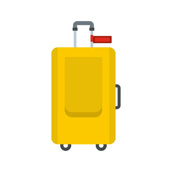 Желтый значок чемодана, плоский стиль — стоковый вектор