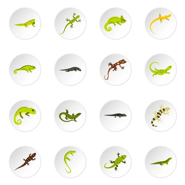 Amphibian icons set, flat style — Stock vektor