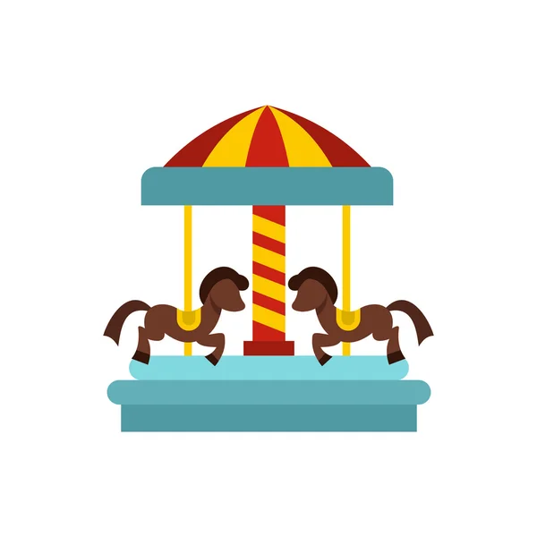 Merry go round horse ride icon, flat style - Stok Vektor
