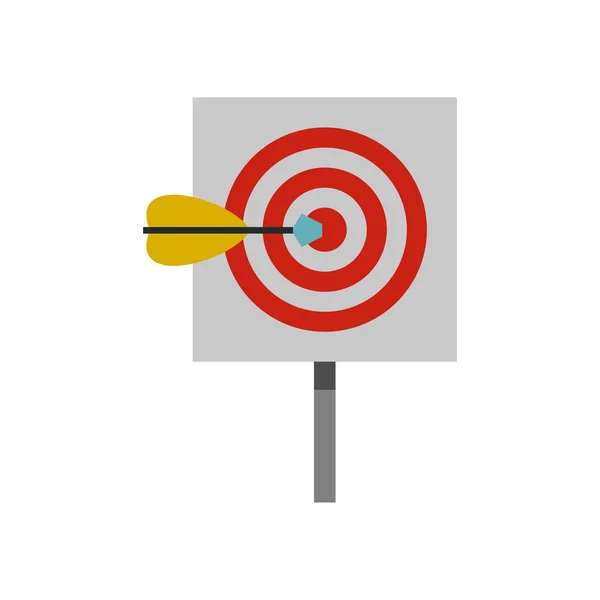 Rode target en dart pictogram, vlakke stijl — Stockvector