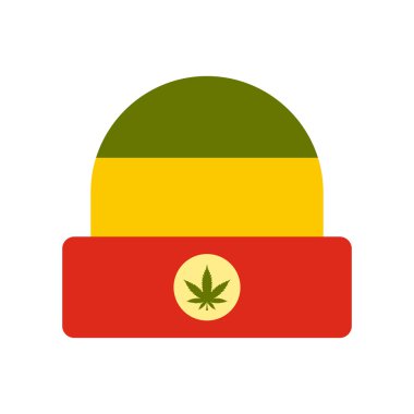Şapka rastafarian renkler simgesi, düz stil