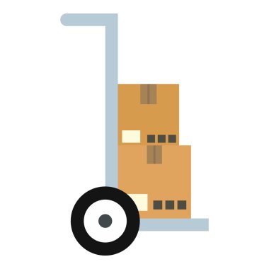 El arabası simgeli karton kutular, düz stil