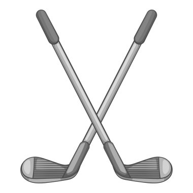 Golf kulüpleri simge, gri tek renkli stil