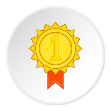 Altın madalya ikonu, çizgi film stili.