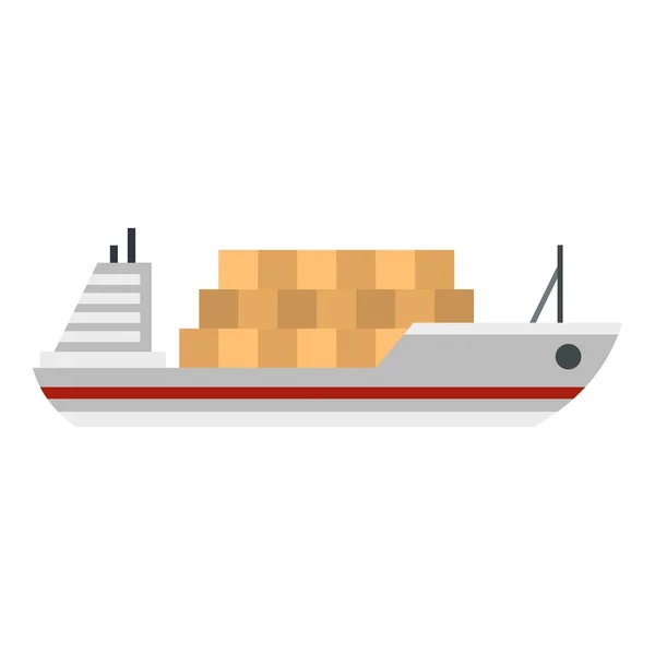 Cargo ship icon, flat style — Stock Vector