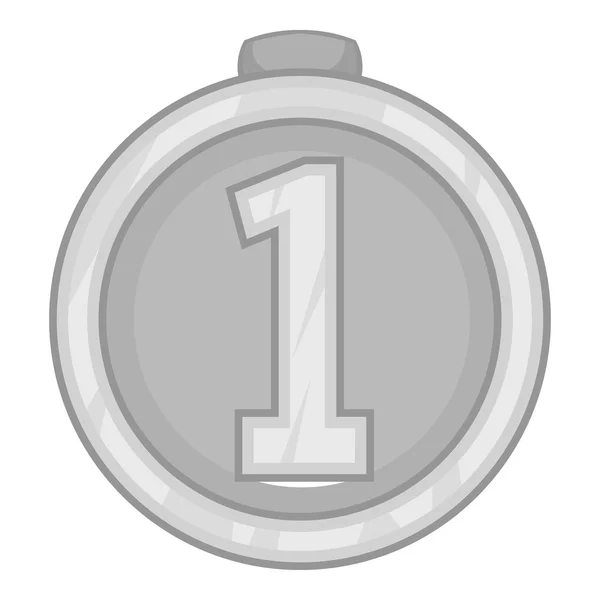Medalla para el icono del primer lugar, estilo monocromo gris — Vector de stock
