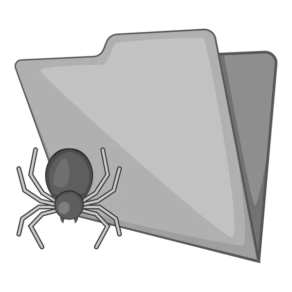 Virus ragno in icona cartella, grigio stile monocromatico — Vettoriale Stock