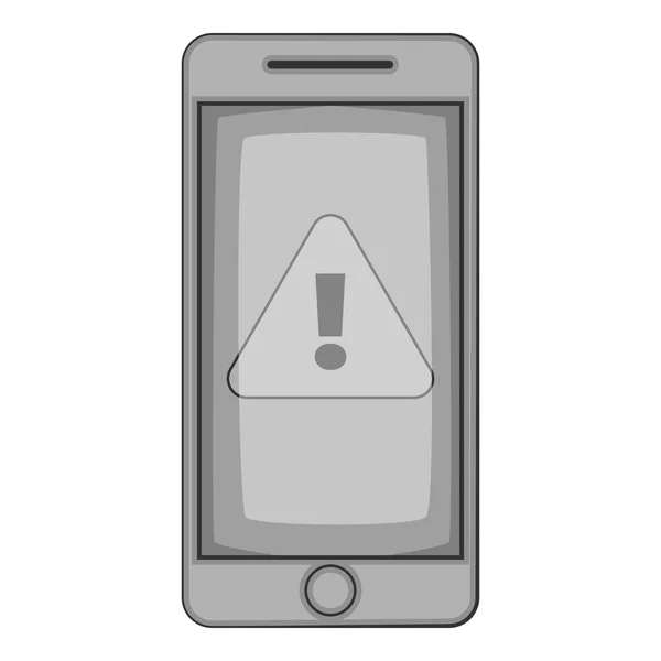 Advertencia en el icono del teléfono móvil — Vector de stock