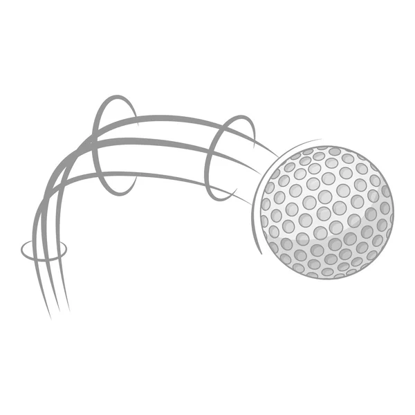 Patada del icono de la pelota de golf, gris estilo monocromo — Vector de stock