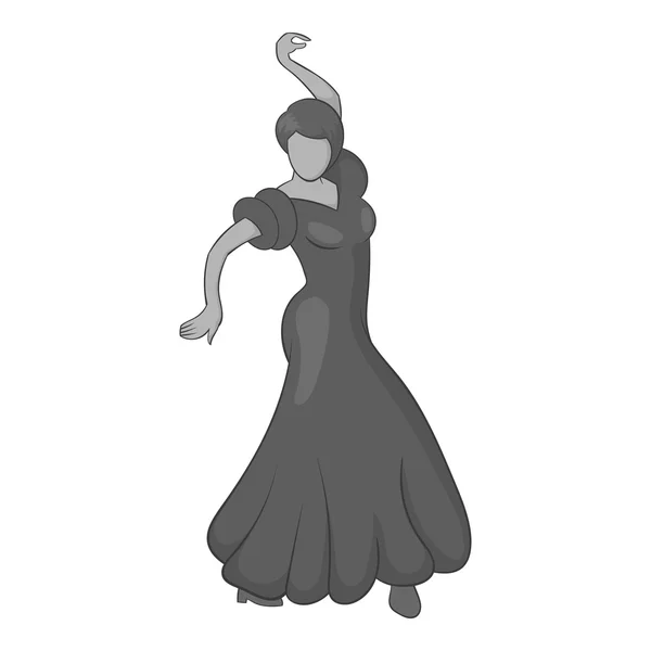 Girl dancing flamenco icon, gray monochrome style — Διανυσματικό Αρχείο