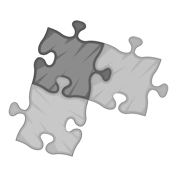 Drie puzzel, grijs monochroom pictogramstijl — Stockvector
