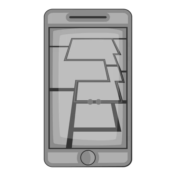 Mapa GPS na telefon styl monochromatyczne ikony, szary — Wektor stockowy