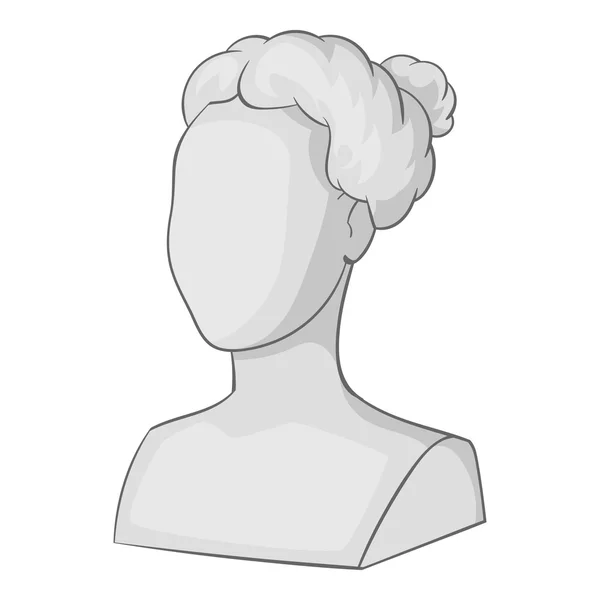 Ícone de cabeça de estátua feminina, estilo monocromático cinza —  Vetores de Stock