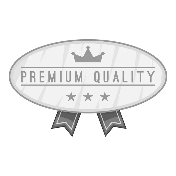 Label premium quality icon, gray monochrome style — Stockový vektor