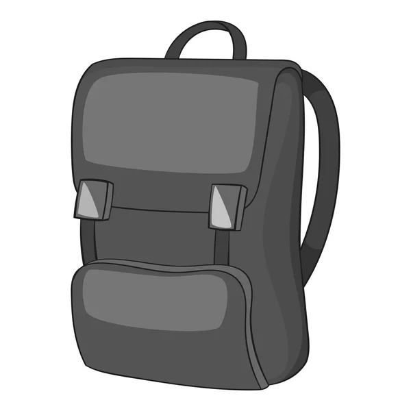 Skolan ryggsäck ikon, grå svartvit stil — Stock vektor