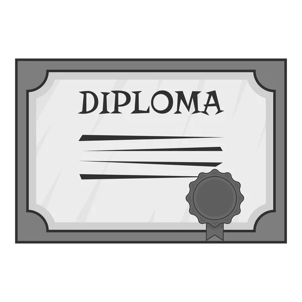 Diploma simge, gri tek renkli stil — Stok Vektör