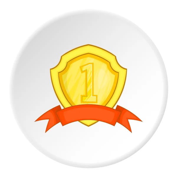Golden shield for first place icon, cartoon style — ストックベクタ