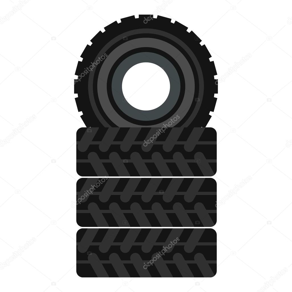 Tire pile icon, flat style
