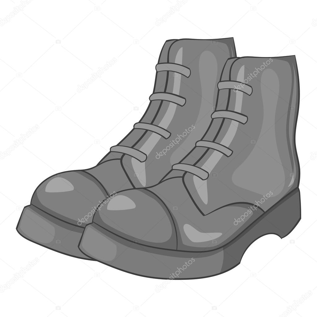 Men boots icon, gray monochrome style