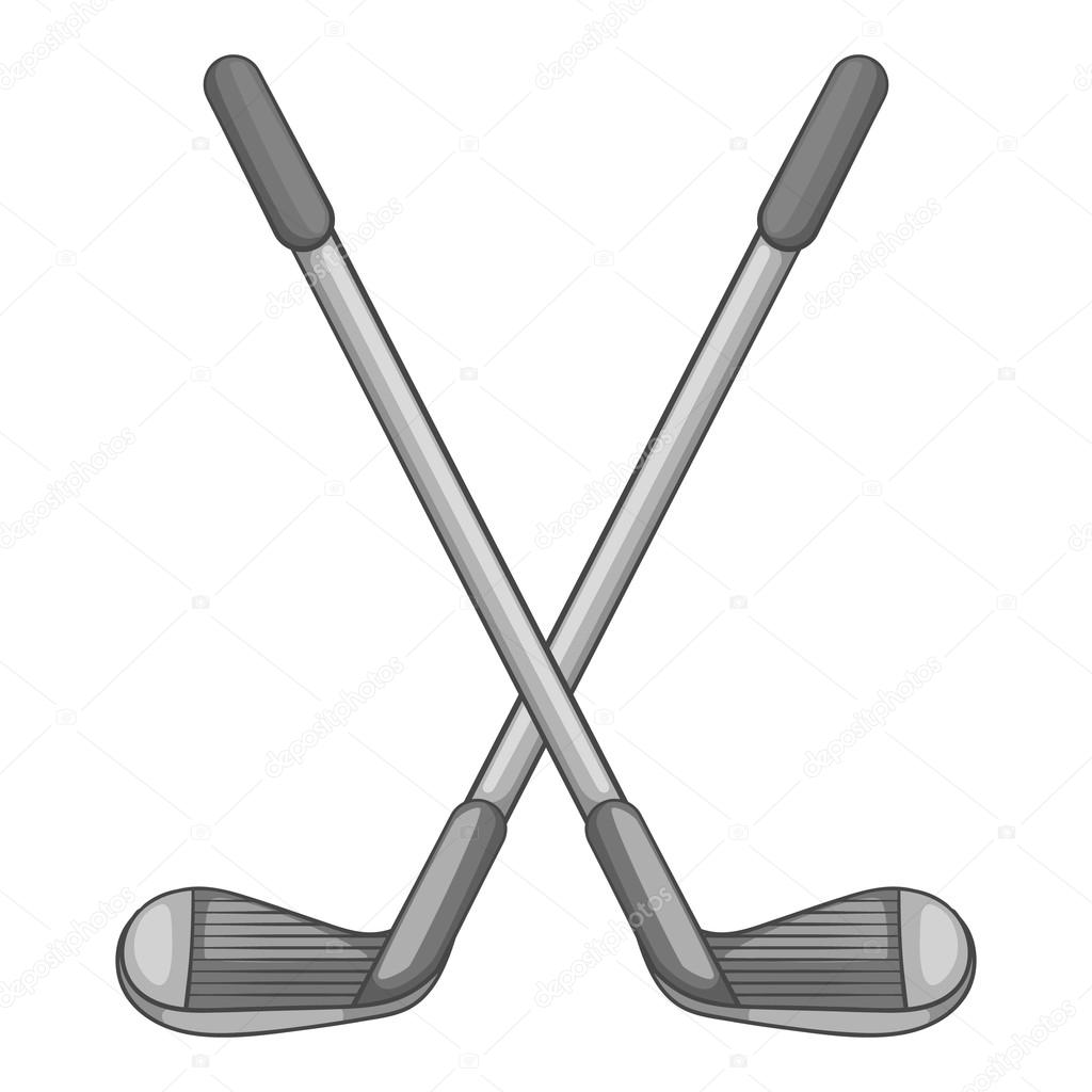 Golfschläger-Ikone, grauer, monochromer Stil - Vektorgrafik